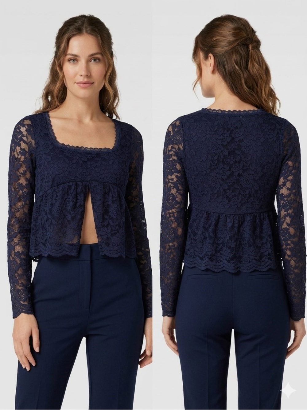 Navy Lace Blouse